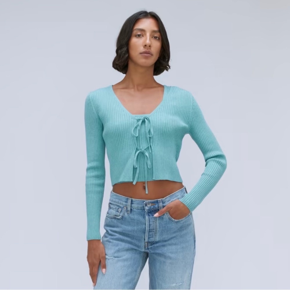 Everlane The Cotton-Merino Front-Tie Top